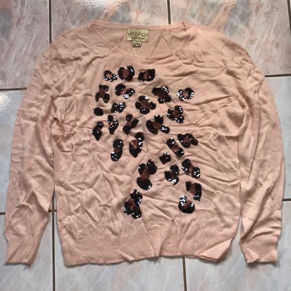 Wildfox angora sequin leopard sweater M - Picture 2 of 2